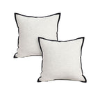 SOGA 2X 50cm Classic Natural Linen Black Piped Edge Throw Pillow