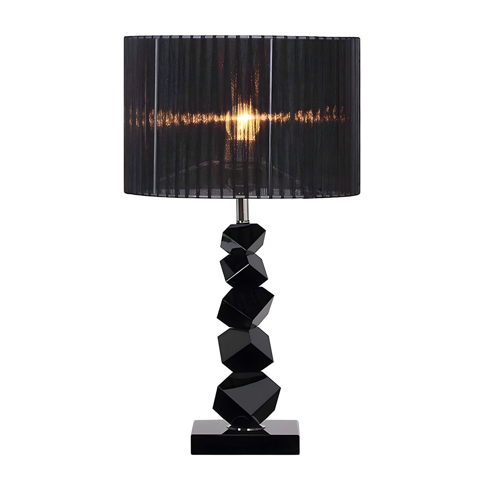 60cm Black Table Lamp with Dark Shade LED