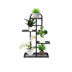 4 Tier Black Metal Plant Flowerpot Display Rack
