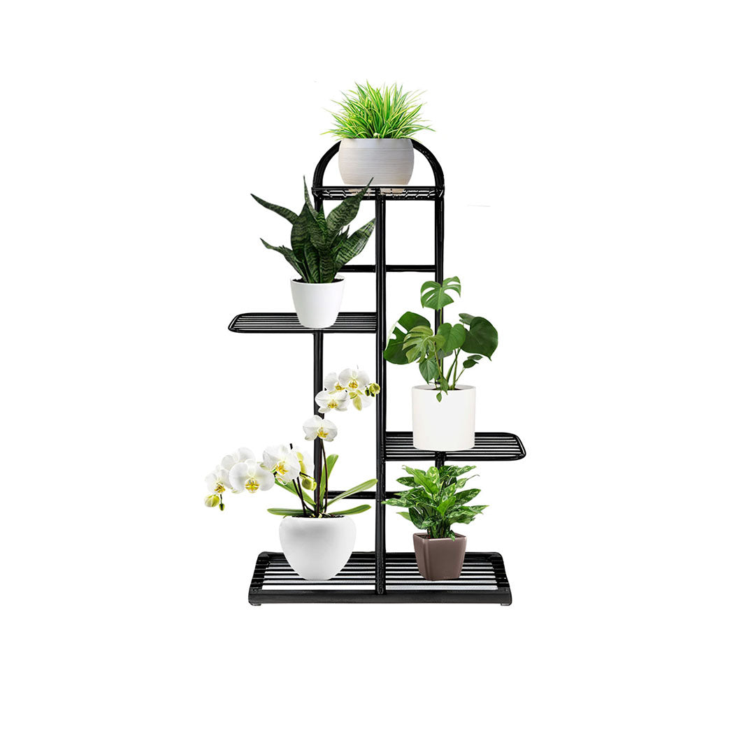 4 Tier Black Metal Plant Flowerpot Display Rack