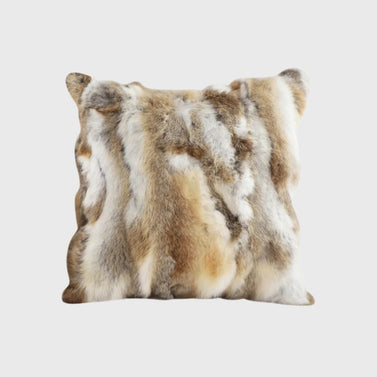 45cm Throw Pillow Coffee Rabbit Fur Square