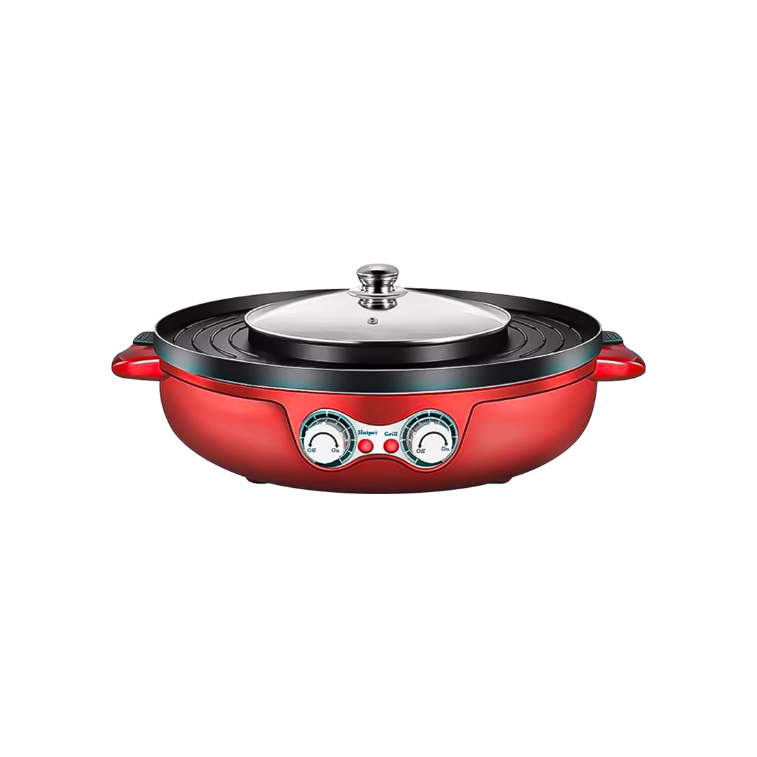 SOGA 2-in-1 42CM Electric Hot Pot BBQ Grill Maifan Stone Non-Stick Coating 2100W