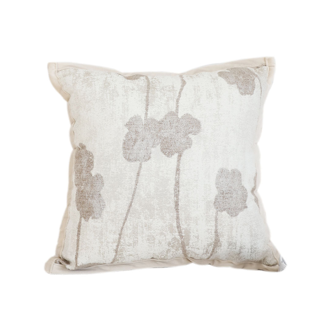 SOGA 45cm Botanical Cream Poppy Flower Print Linen Decorative Throw Pillow