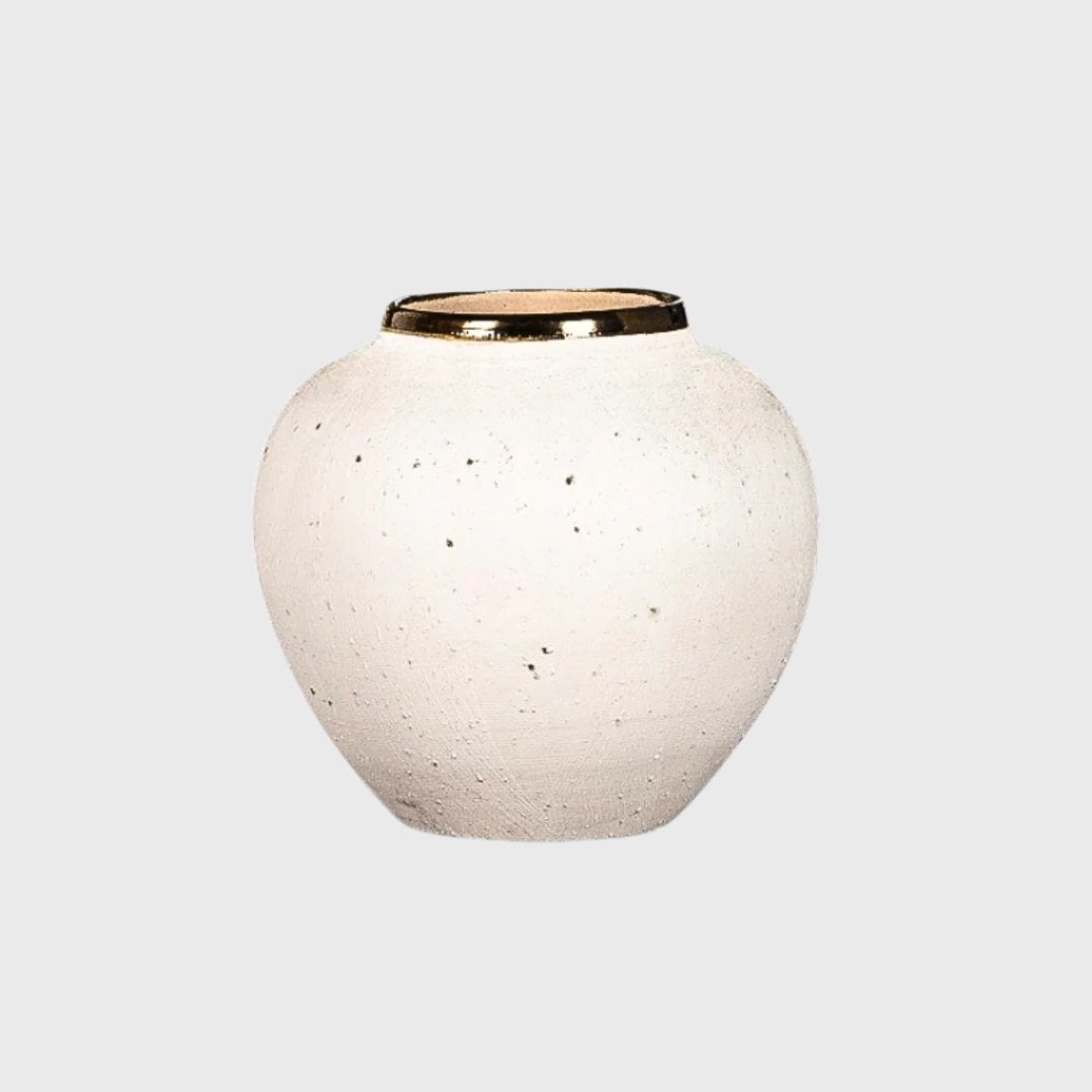 SOGA 21x22cm Plain White Small Ceramic Flower Vase Elegant Living Room Home Decor