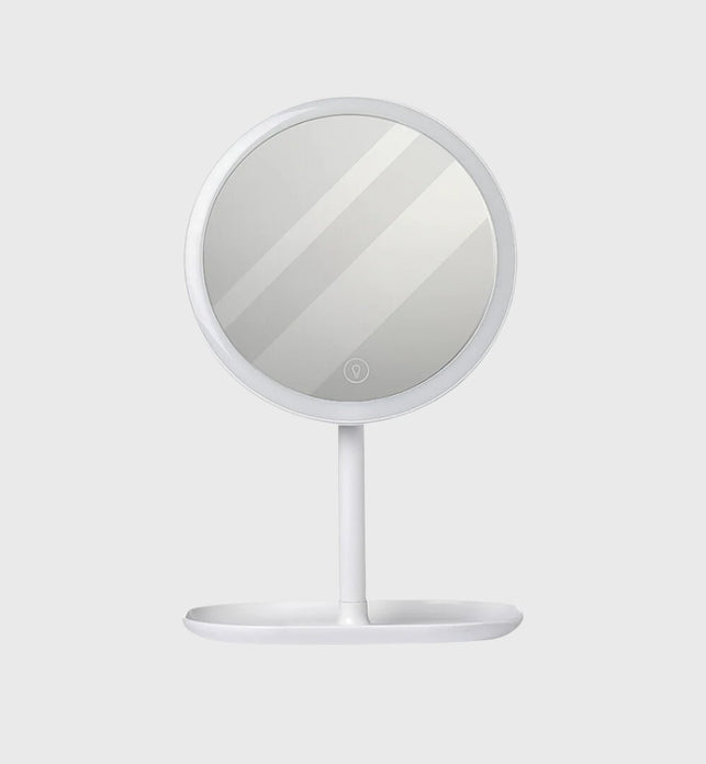 SOGA 26cm White Round Smart LED Makeup Bedroom Table Vanity Mirror Tricolor Adjustable Light