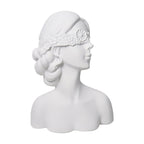 SOGA 36cm White Resin Sculpture Blindfold Lady Bust Design for Home Décor