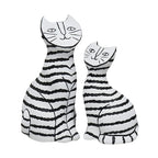 SOGA 22cm and 27cm Black & White Striped Cat Resin Sculptures for Stylish Home Décor