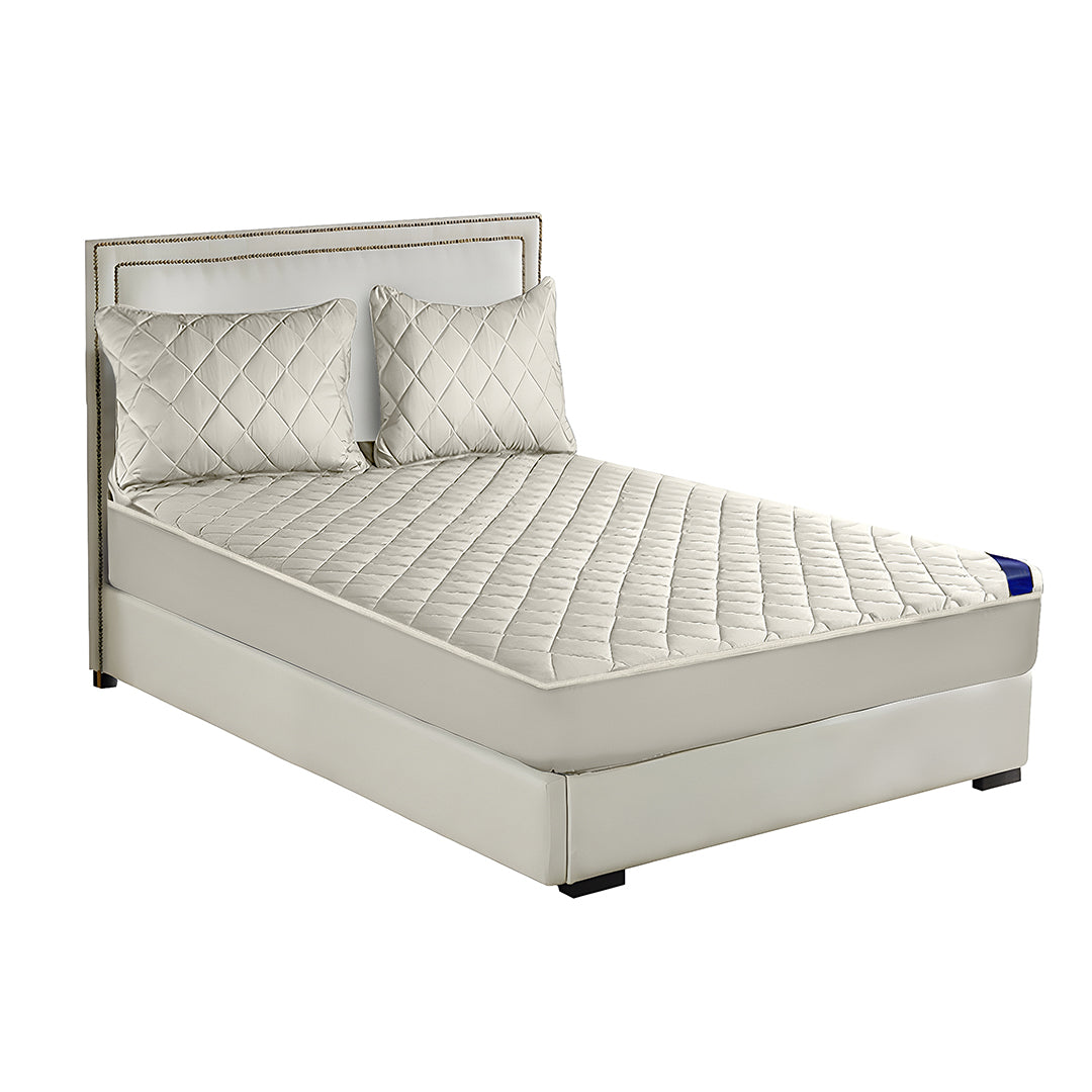 153cm White Wide Cross-Hatch Mattress Cover
