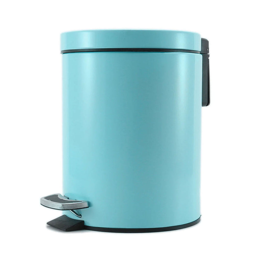 Foot Pedal Stainless Steel Trash Bin Round 12L Blue