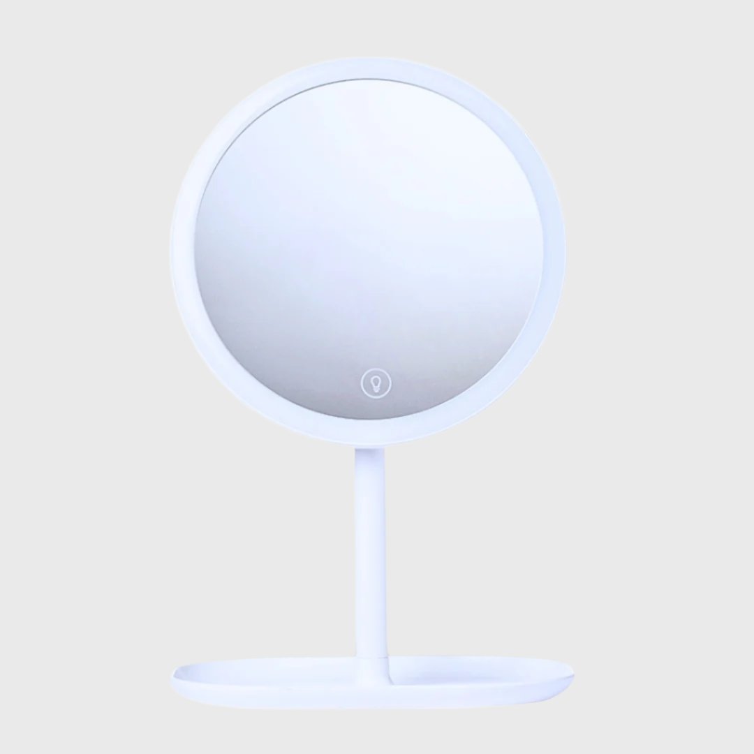 SOGA 26cm White Round Smart LED Makeup Bedroom Table Vanity Mirror Tricolor