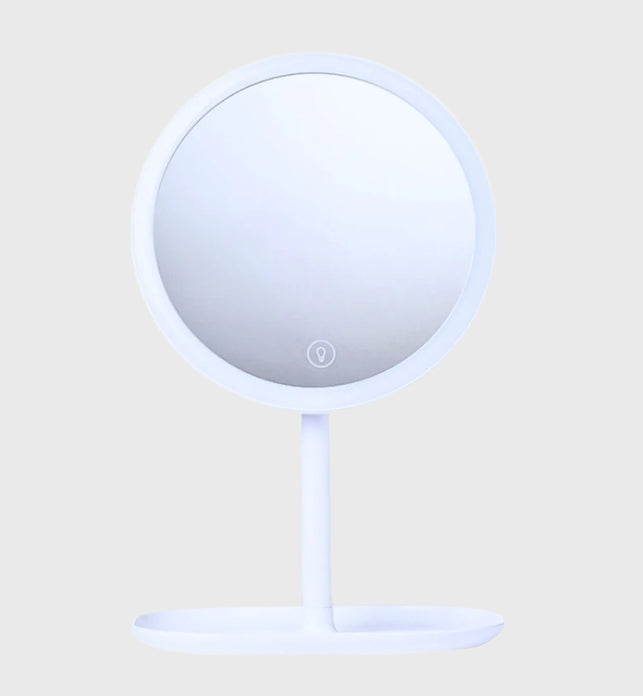 SOGA 26cm White Round Smart LED Makeup Bedroom Table Vanity Mirror Tricolor w/ 5x Magnification