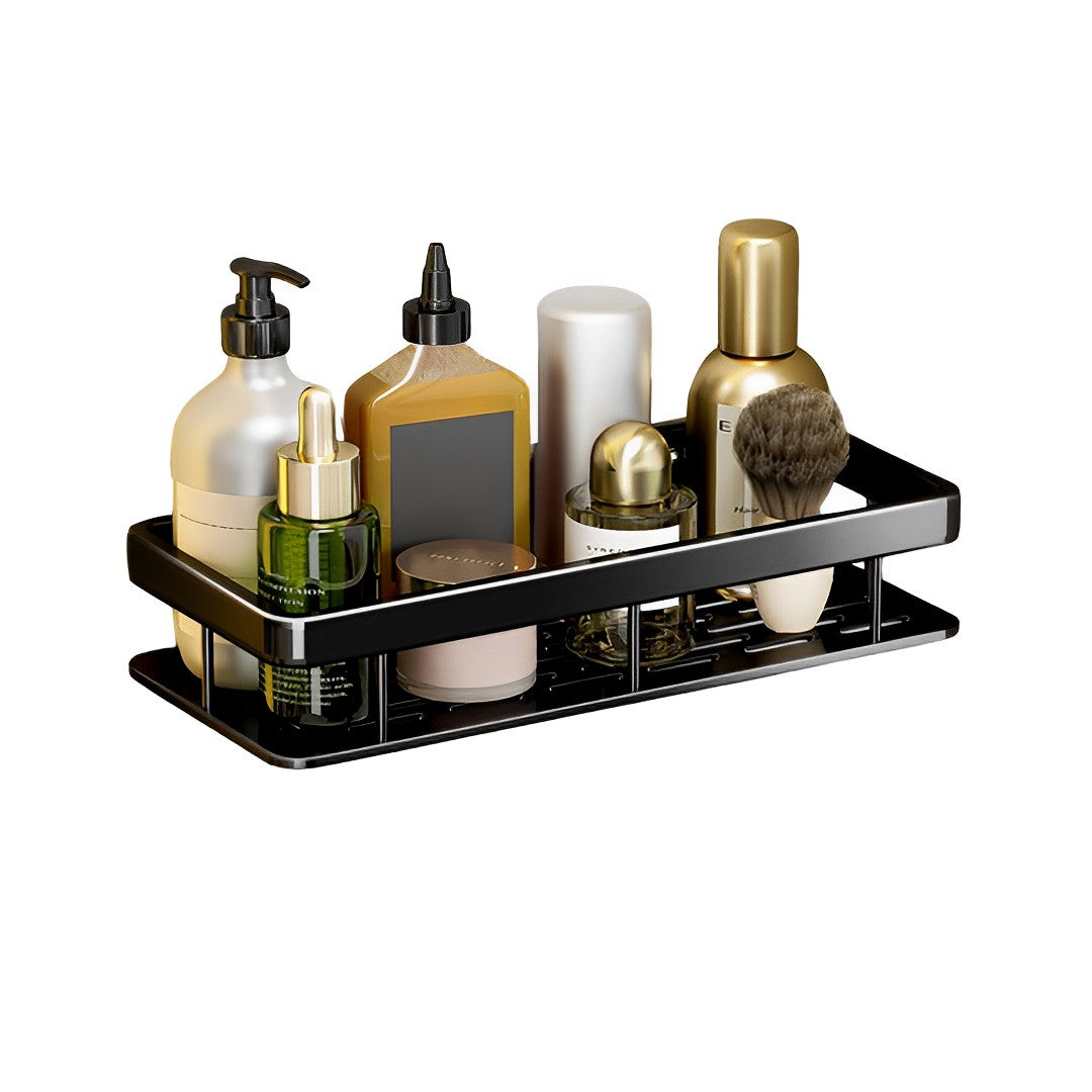 Black Wall-Mounted Rectangular Bathroom Rack