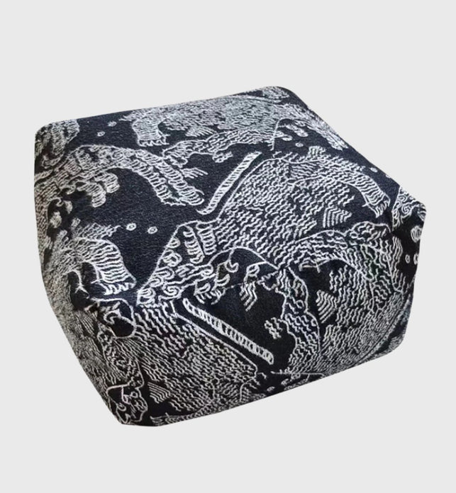 SOGA 55x30cm Black Squared Soft Pouffe Seat Cushion Elegant Home Accent Décor Stylish Footstool