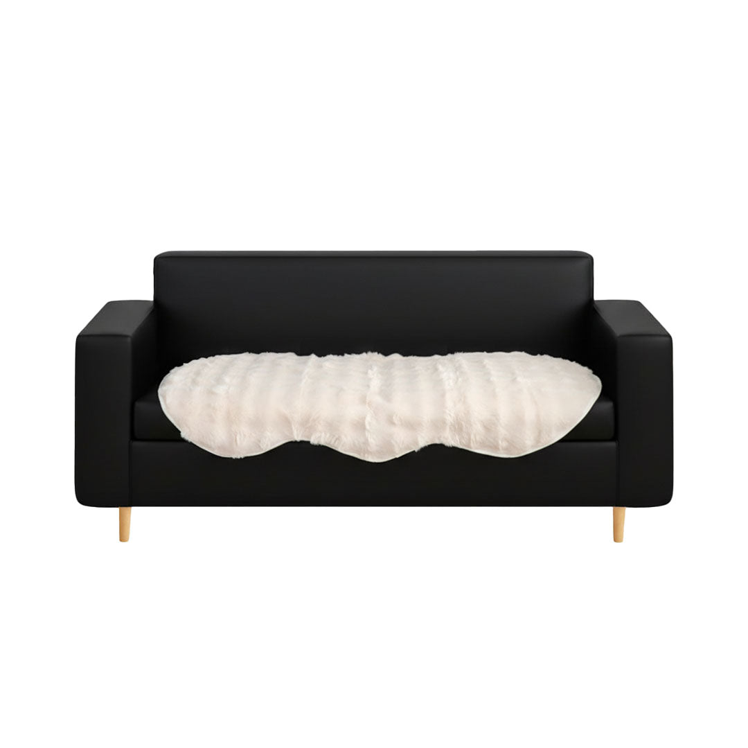 SOGA Three-seater Cream Faux Fur Throw Blanket 90x210cm Polyester