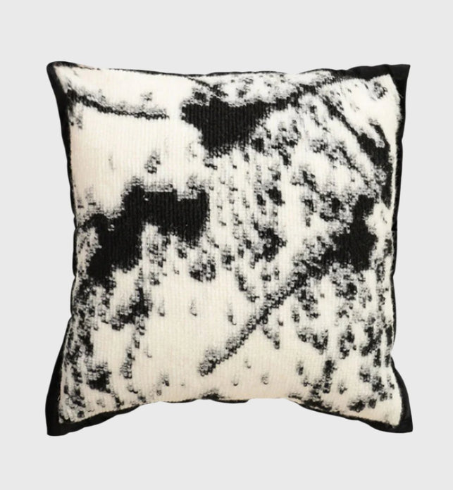 SOGA 45cm Light Vintage Leopard Print Black & White Ink Splatter Wide-Edge SquareThrow Pillow