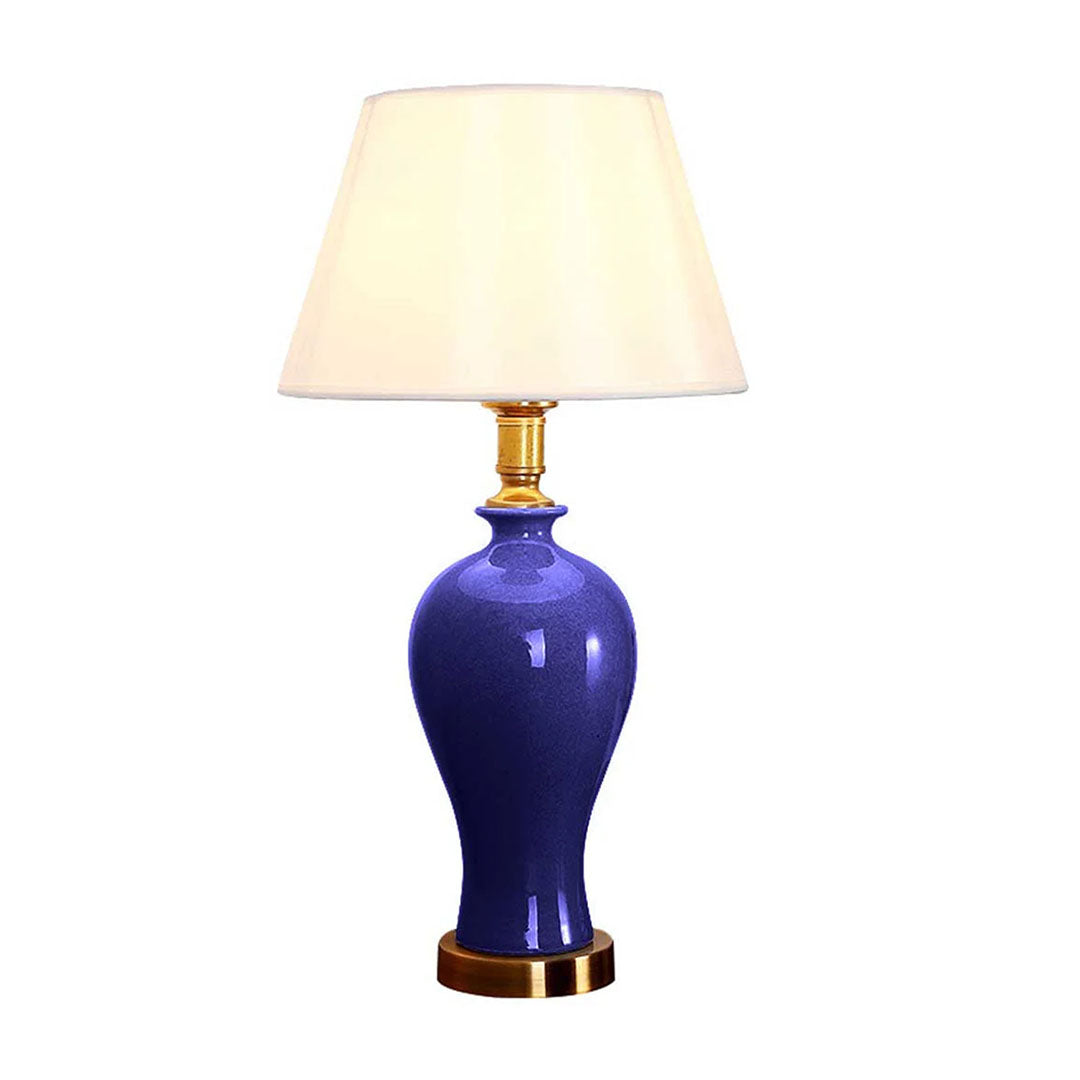 Ceramic Oval Table Lamp Dark Blue