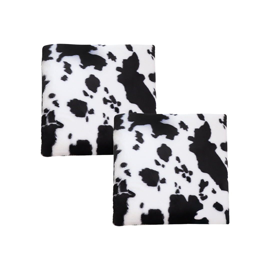 SOGA 2X 45cm Black Cow Print Soft Leaning Plush Backrest Seat Pillow