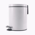Foot Pedal Stainless Steel Trash Bin Round 7L White