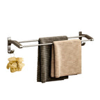 62cm Gray Wall-Mounted Double Pole Towel Holder with Hooks