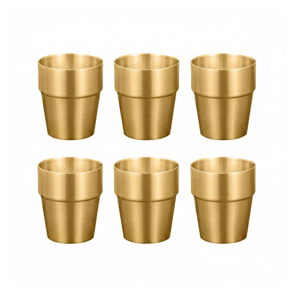 SOGA 175ml Stainless Steel Cups Set of 6 Reusable Durable Gold Drinking Tumblers