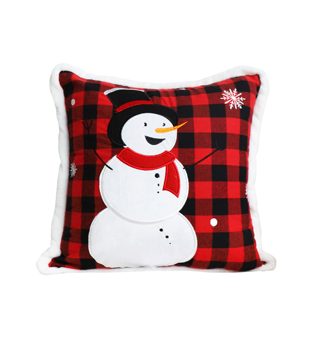 SOGA 45cm Throw Pillow Red Christmas Snowman Square Cushion