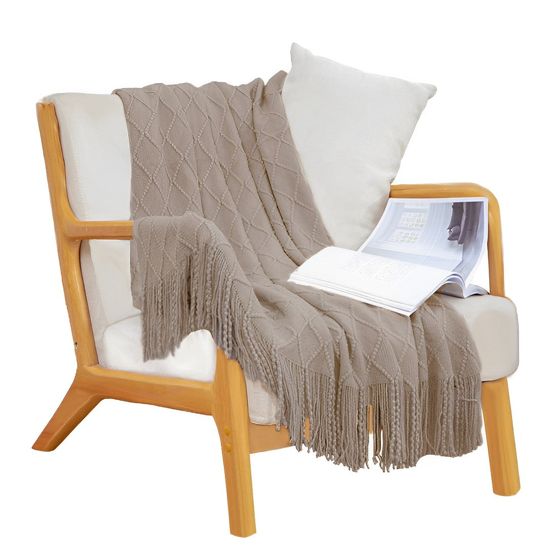 Coffee Diamond Pattern Throw Blanket