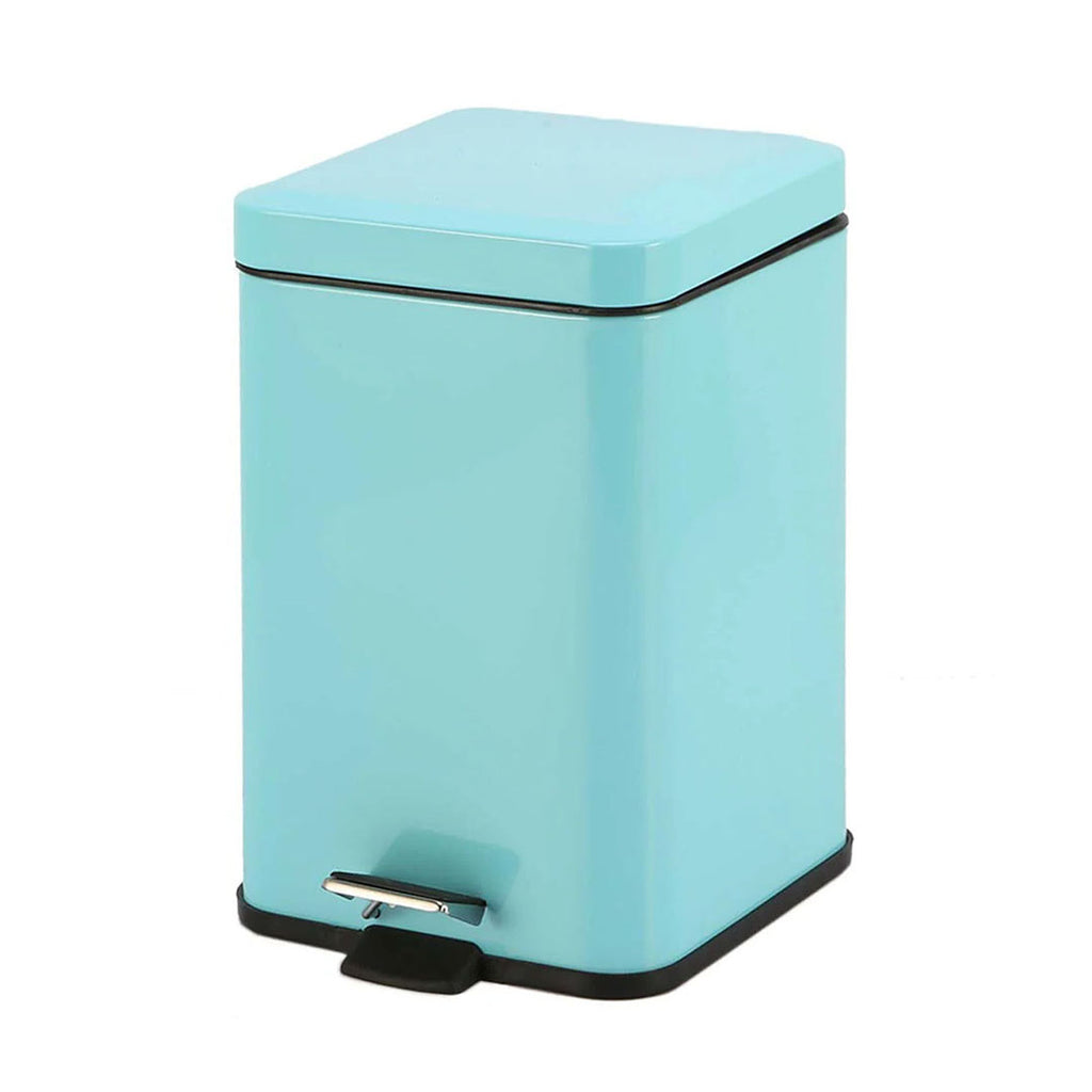 Foot Pedal Stainless Steel Trash Bin Square 6L Blue