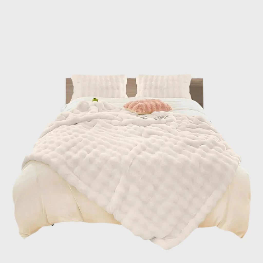 SOGA 150x200cm Throw Blanket White Double Layer Rabbit Fur Cozy
