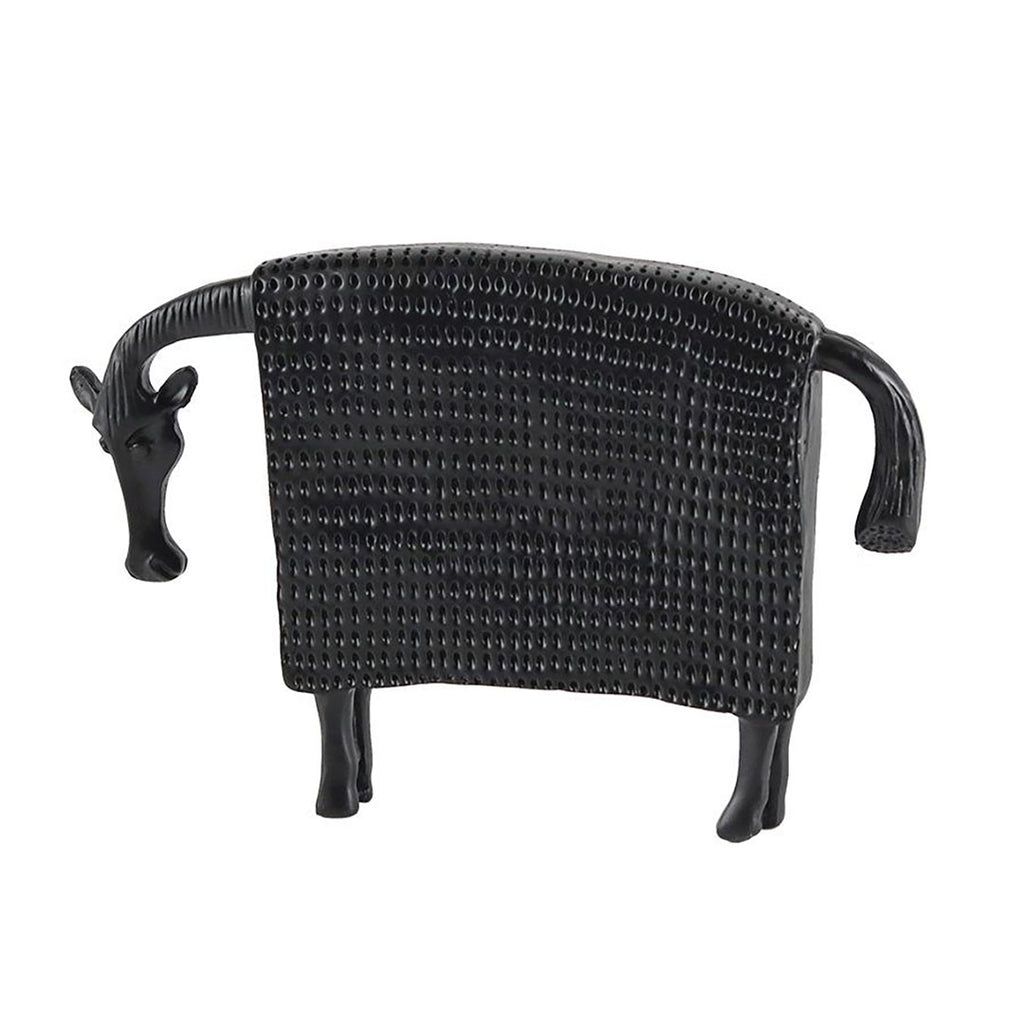 SOGA 24cm Black Cow Sculpture with Dotted Pattern in Resin for Modern Home Décor