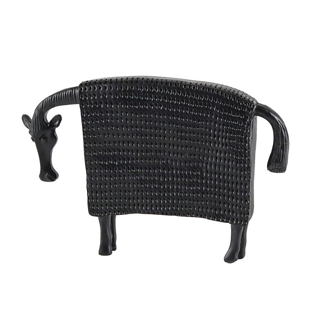 SOGA 24cm Black Cow Sculpture with Dotted Pattern in Resin for Modern Home Décor