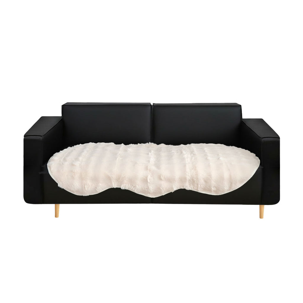 SOGA Four-seater Cream Faux Fur Throw Blanket 90x260cm Polyester