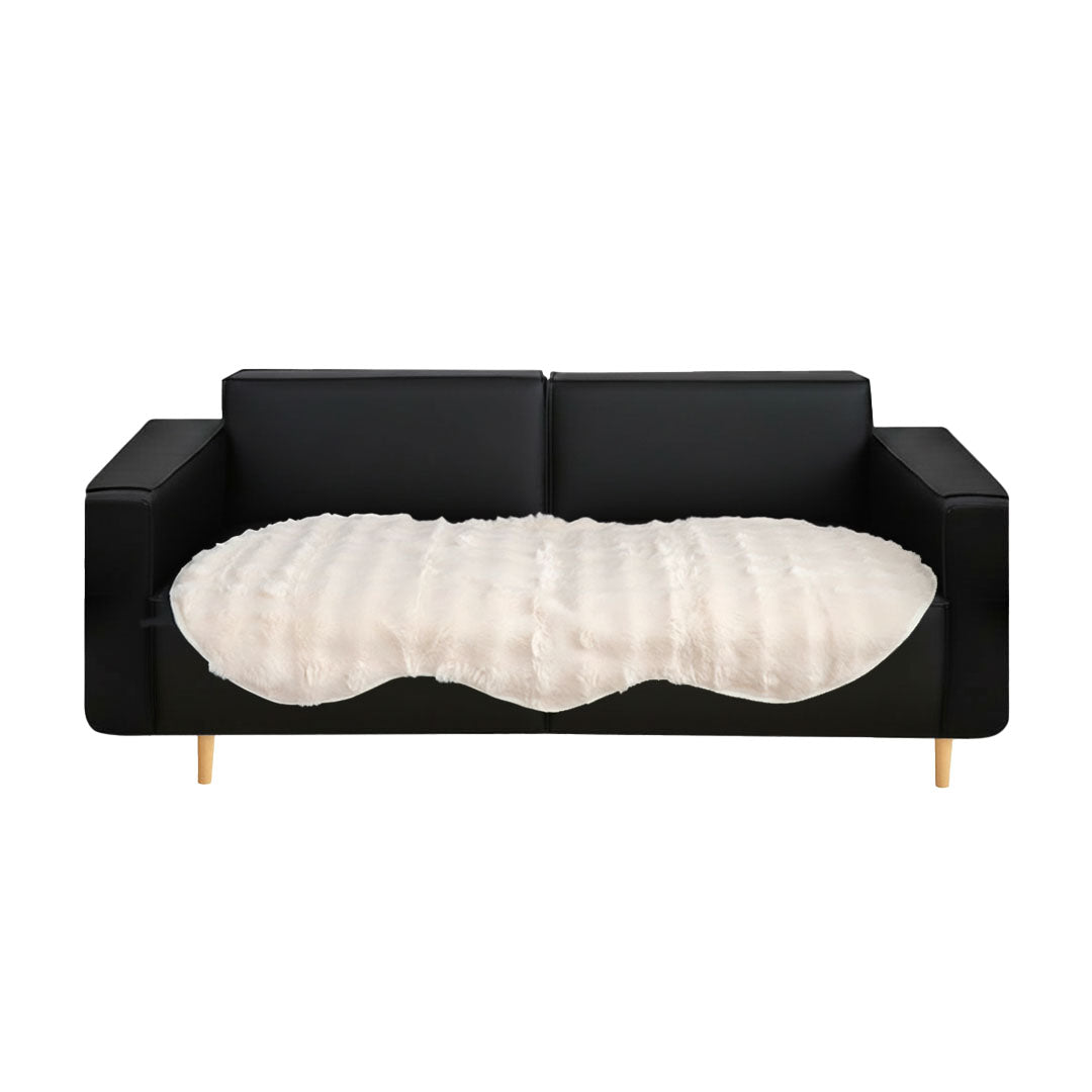 SOGA Four-seater Cream Faux Fur Throw Blanket 90x260cm Polyester