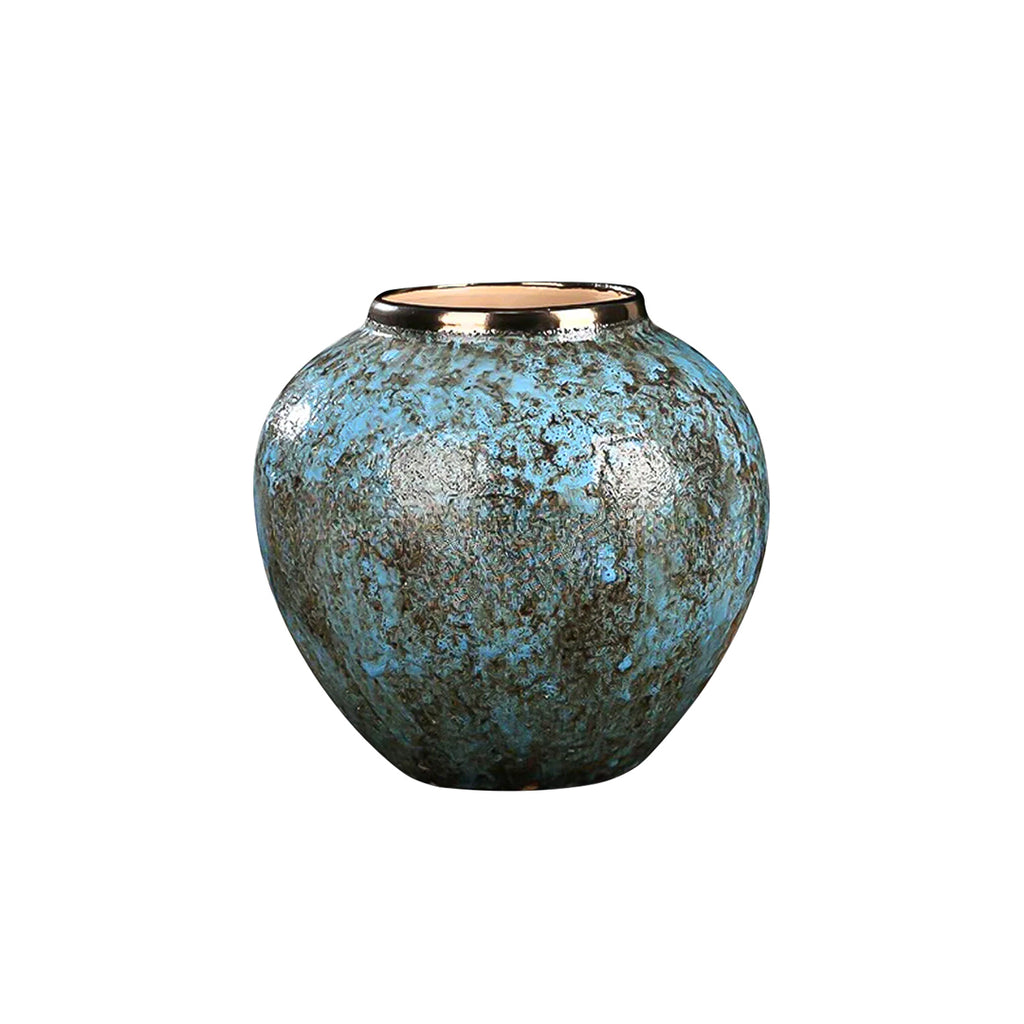 21x22cm Light Blue Small Ceramic Flower Vase Elegant Living Room Home Decor