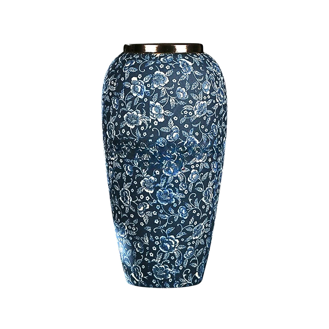 35x17cm Blue with White Mini Floral Large Ceramic Flower Vase