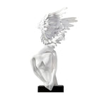 SOGA 86cm White Winged Figure Sculpture with Marble Base