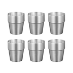SOGA 260ml Stainless Steel Cups Set of 6 Reusable Durable Silver Drinking Tumblers