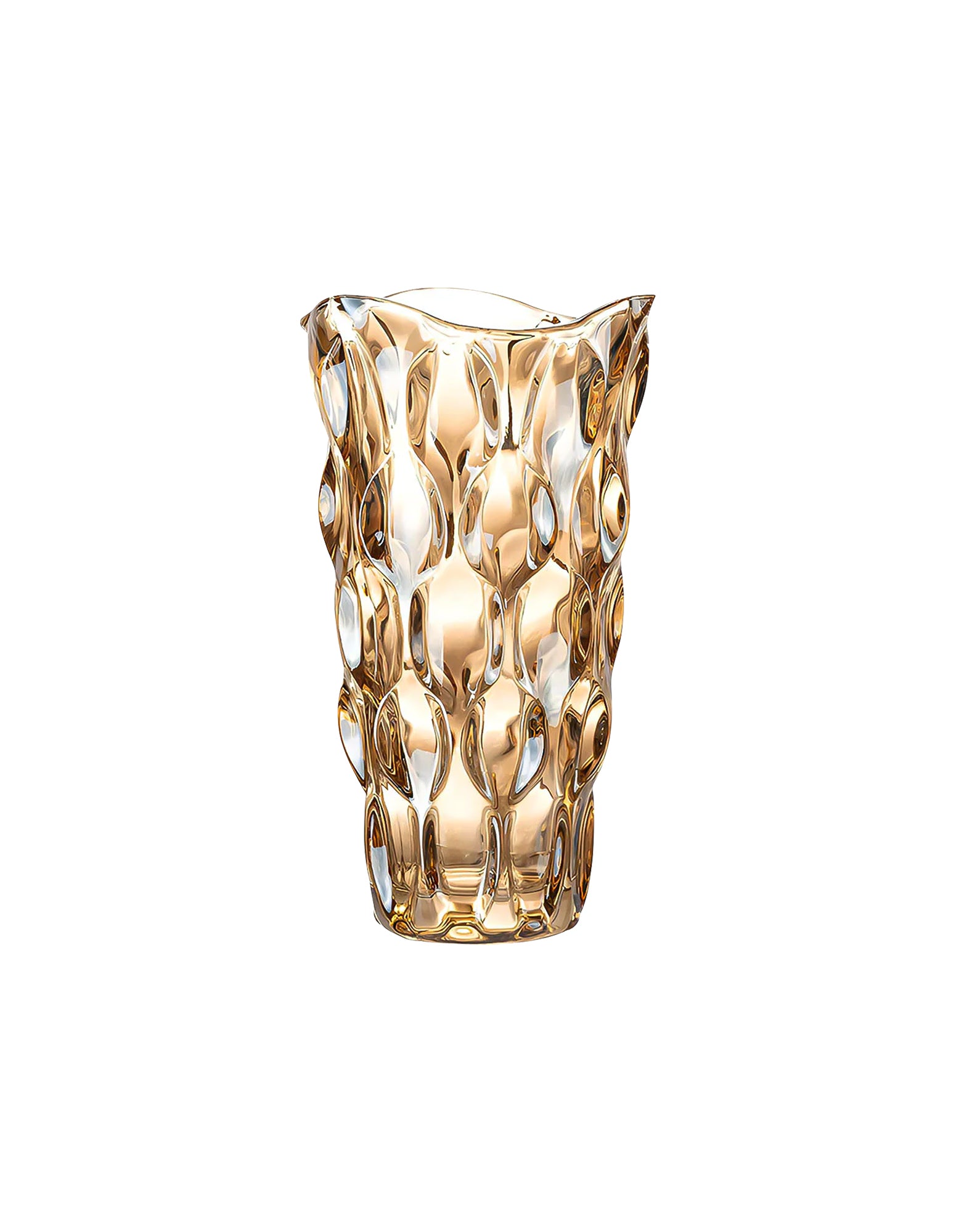 29.8cm Golden Amber Glass Crystal Vase