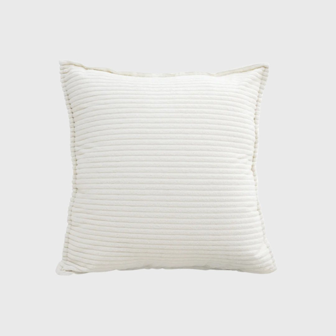 SOGA 50cm Beige Throw Pillow Warm Wabi-sabi Striped Corduroy Square