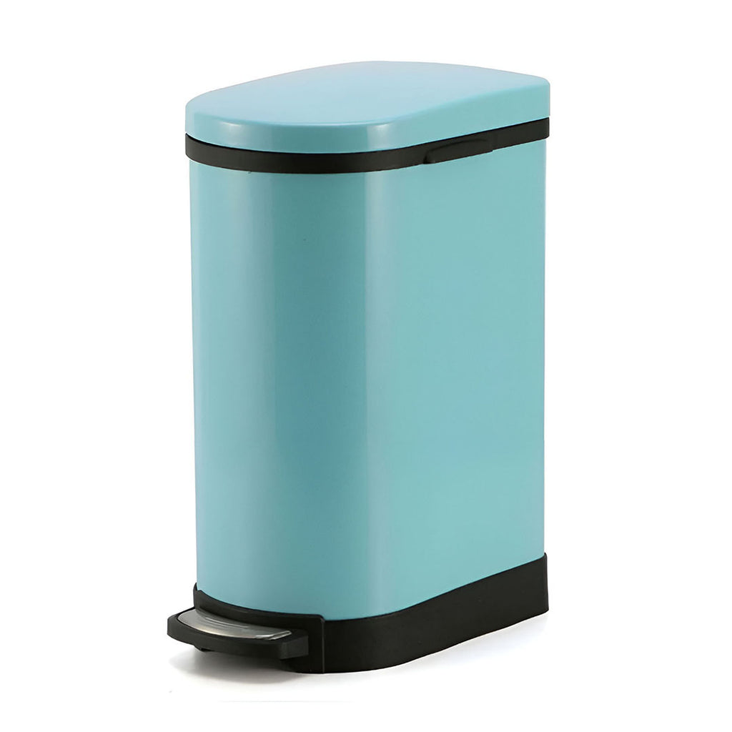 Foot Pedal Stainless Steel Trash Bin 10L U Blue