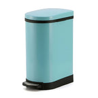Foot Pedal Stainless Steel Trash Bin 10L U Blue