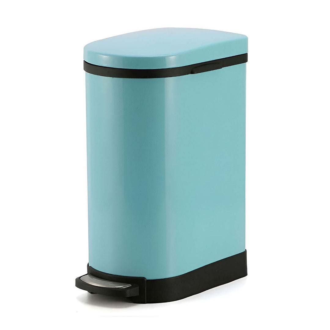 Foot Pedal Stainless Steel Trash Bin 10L U Blue