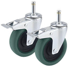 2 x 4" Heavy Duty Polyurethane Swivel Castor Brake Wheels