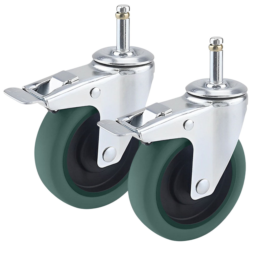 2 x 4" Heavy Duty Polyurethane Swivel Castor Brake Wheels