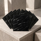 SOGA Peel & Stick Floor and Wall Tiles 60 x 60cm 10 Pack Black Faux Marble