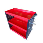 3 Tier Tool Storage Cart with Hooks Red