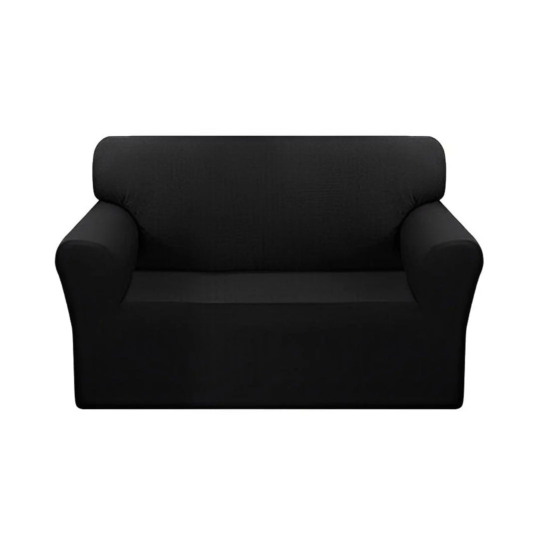 High Stretch 2-Seater Black Sofa Slipcover