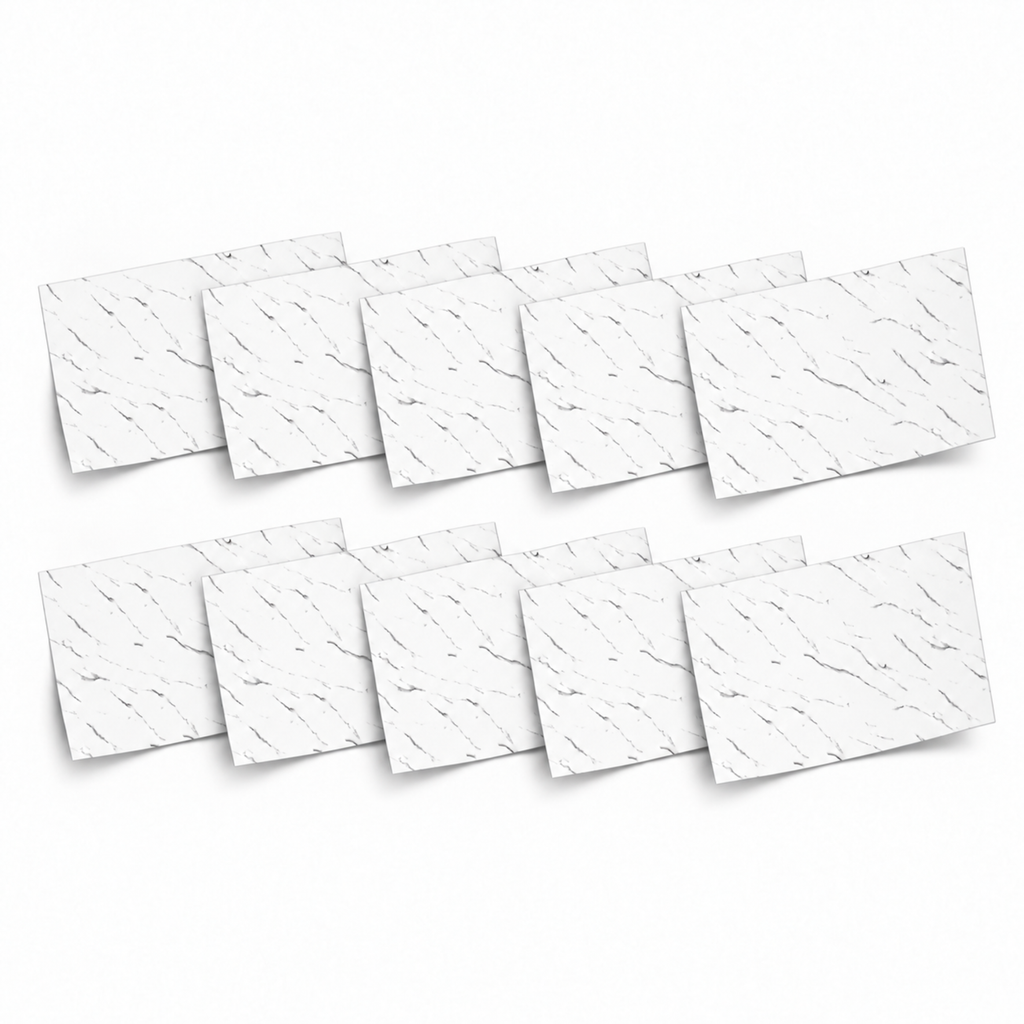 SOGA Peel & Stick Floor and Wall Tiles 30 x 60cm 10 Pack White Faux Marble