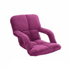 Foldable Floor Recliner Lazy Chair with Armrest - Magenta