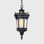 Vintage Lamp 54.5cm Elegant Aluminum & Glass Lantern Chandelier