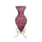 67cm Purple Glass Floor Vase with Metal Stand